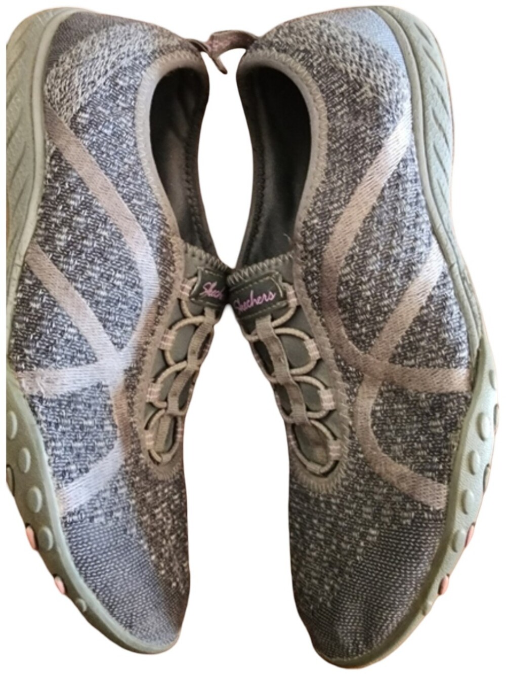 SKECHERS Breathe Easy Fortune Knit Slip On Sneakers Gray Women's 10